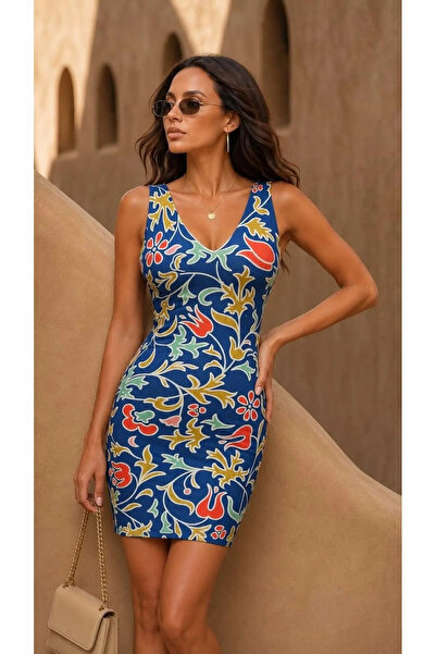 SS HOME CONCEPT Women's V-Neck Mini Evening Dress