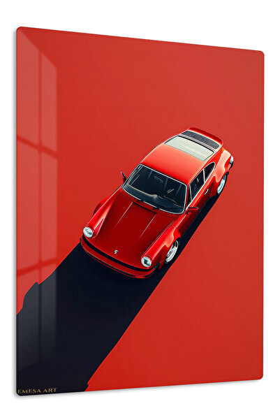 Emesa Art Red Classic Porsche 911 Minimal Metal Wall Art