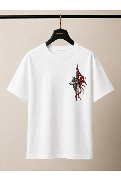SB BİANCO Turkish Flag Bozkurt Printed Oversize Unisex Premium Turkish Wolf G...