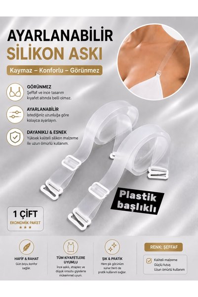 SATTENS Buzlu şeffaf sütyen askısı plastik başlıklı