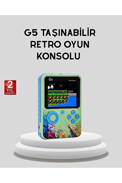 RÜZGAR DEKOR G5 Taşınabilir Retro Game Box 500 Oyunlu Şarjlı Mini Oyun Konsolu