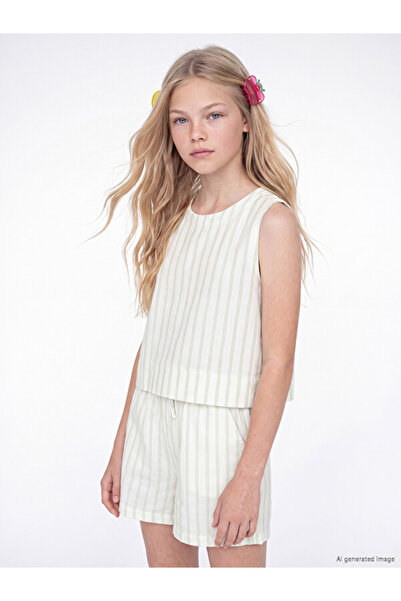 LC Waikiki Esvab • Modern & Distinctive Striped Girls' Muslin Blouse