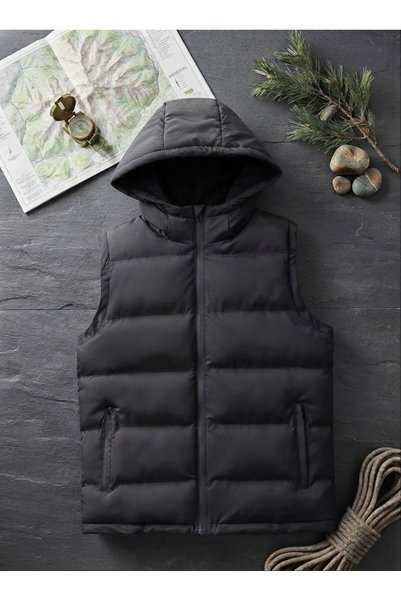 Last fashion New Season Waterproof Hooded Black Inflatable Vest