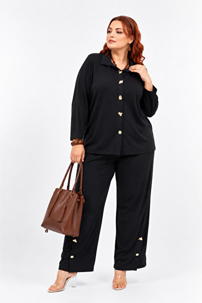 MAYA LONGA Plus Size Long Sleeve Relaxed Fit Stylish Women's Bottom Top Two P...