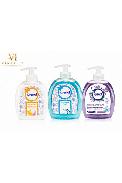 Igienol Set 3 Săpunuri Lichide Igienol, Cream, Fresh și Lavandă, 3 x 300 ml