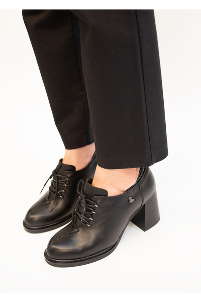 Venüs 1400 Eren Shoes&Bag Genuine Leather Lace-Up Thick Heeled Daily Stylish ...
