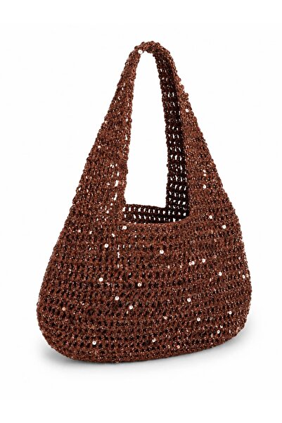 Felix Accessories Sequin Plaj Çantası Büyük Boy Bronz