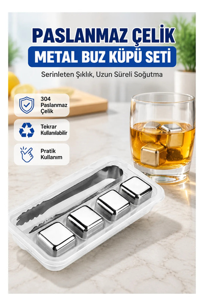 canrodi 304 Stainless Steel Metal Ice Cubes and Ice Clip Set