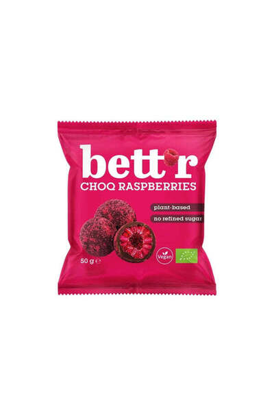 BETTR Zmeură organică liofilizată acoperită cu ciocolată 50 g