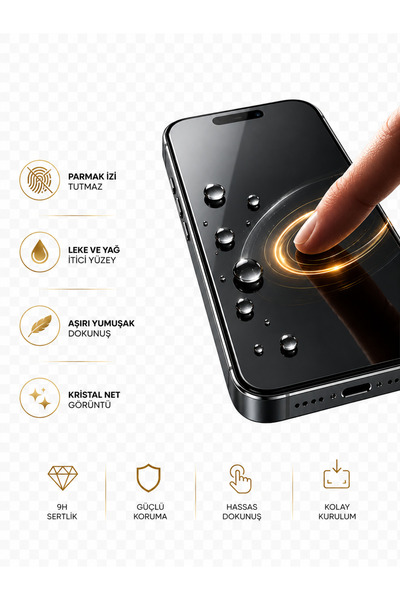 Powerfox Premium Serisi | iPhone 14 PRO Uyumlu | 45 KG Kenar Basınç Dayanımlı Ekran Koruyucu