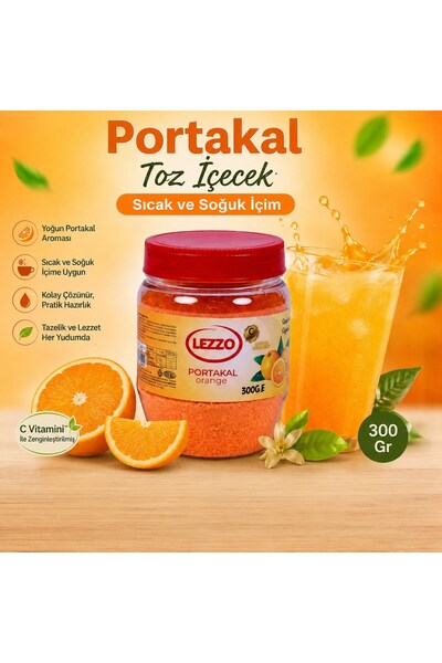 SORA GROUP Lezzo Portakal Aromalı Toz İçecek 300 Gr – Sıcak ve Soğuk İçim