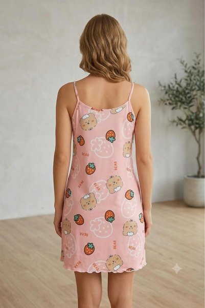 AMOUR NİGHT Nightfall Strap Nightgown with Print Detail