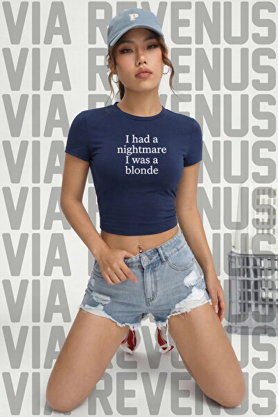 Vordevia I Had a Nightmare I Was a Blonde Printed Cotton Lycra Slim Fit Short...
