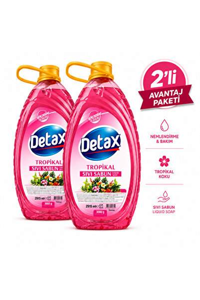 Detax Tropikal Sıvı Sabun 2915 ml – Nemlendirme & Bakım 2'li Avantaj Paket