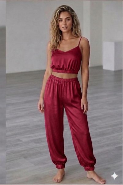 AMOUR NİGHT Royal Touch Satin Strap Pajama Set