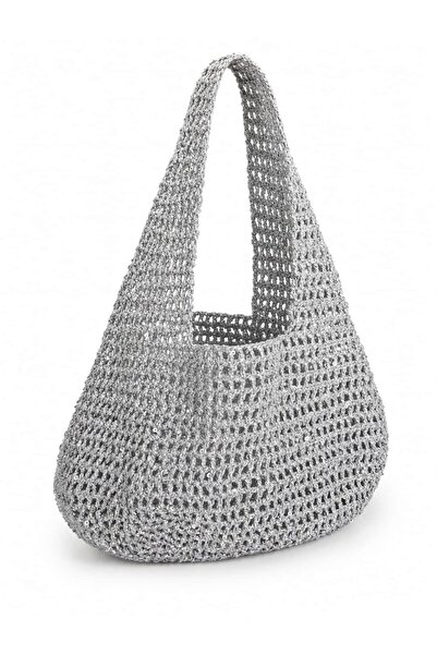 Felix Accessories Sequin Plaj Çantası Büyük Boy Gümüş