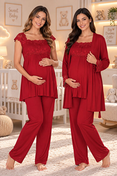 by İGP Cotton Dressing Gown Maternity Pajama Set 3 Piece Set Effortt