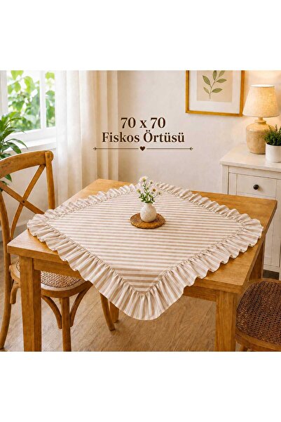 HOME ART ATELIER hand made Fırfırlı Keten Kare Fiskos Örtüsü - Renkli - Kare ...