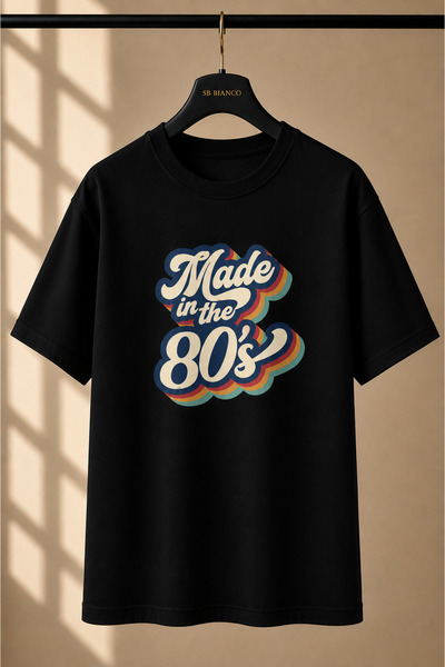 SB BİANCO Made in the 80’s Retro Baskılı Oversize Unisex Vintage 80’ler Tasar...