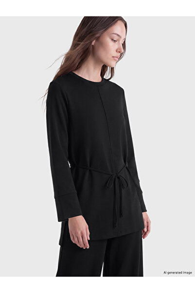 LC Waikiki Lcw Modest Black Soft Touch Women's Sweatshirt Tunic