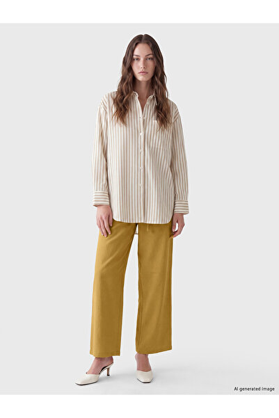 LC Waikiki Lcw Modest Yellow Elastic Waist Modal Blend Women's Trousers
