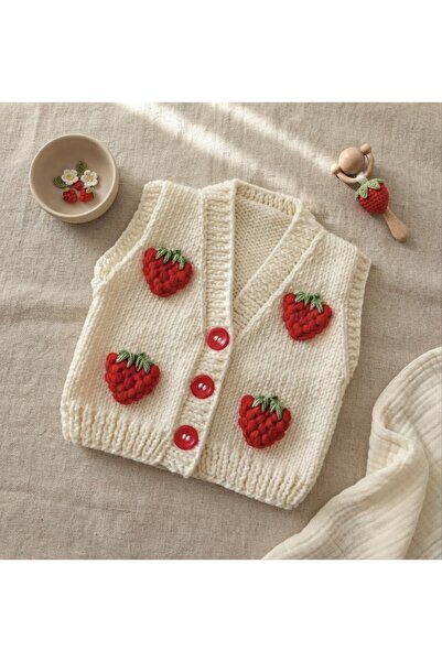 Barzey crafts Hand-Knitted Strawberry Baby Children's Vest