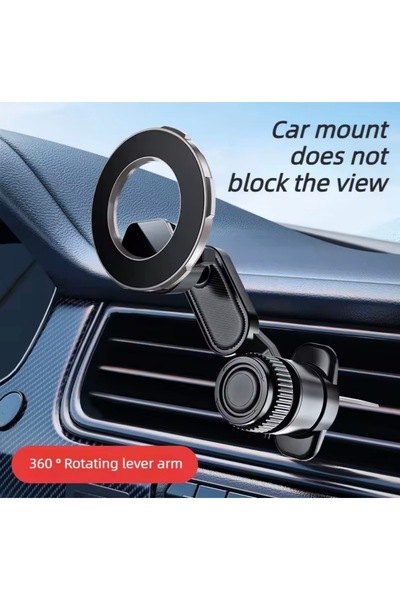 Generic Brand Magnetic Car Phone Holder with Air Vent Clip, 360° Rotating Dashboard & Vent Mount for Smartphones – Black
