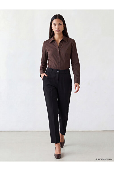 LC Waikiki Lcw Modest Black High Waist Women's Cigarette Pants