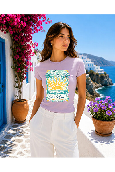 MVRDAR Women's fitted summer t-shirt made of 100% Cotton for vacation, holida...