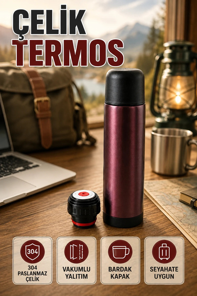 canrodi 304 Stainless Steel Vacuum Travel Thermos – Lid That Can Be Used as a...