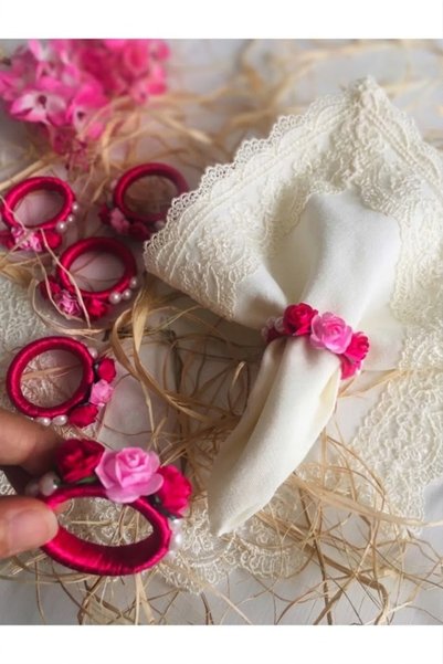 DİGGO Pink Rose 6-Piece Napkin Ring