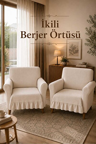 HOME ART ATELIER hand made Keten Fırfırlı Koltuk Örtüsü Bohem Dekoratif Kanep...