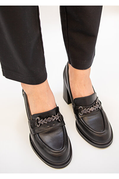 Venüs 1441 Eren Shoes&Bag Genuine Leather Buckle Detailed Thick Heeled Women'...
