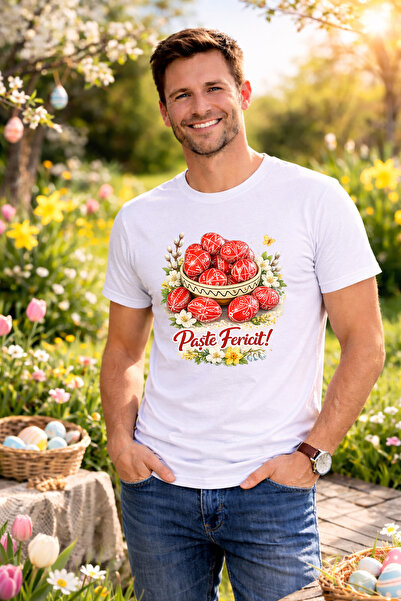MVRDAR Tricou Paste Fericit Unisex 100% Bumbac - Tricou Easter cu Iepuras Bun...
