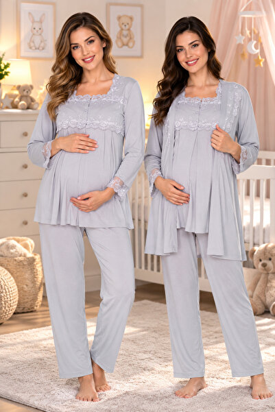 by İGP Pajama Set with Robe for Pregnant and Postpartum Women, Cotton Pajama ...