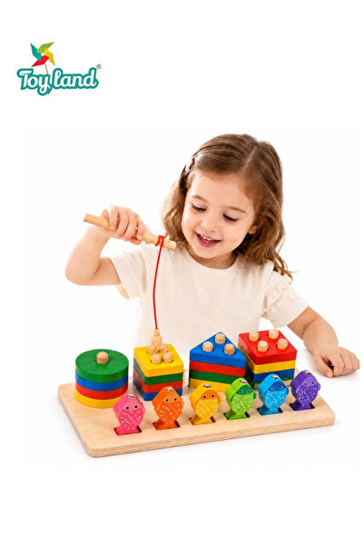 TOY LAND 2-in-1 Wooden Fishing & Shape Sorting Puzzle Game with Magnetic Fish...