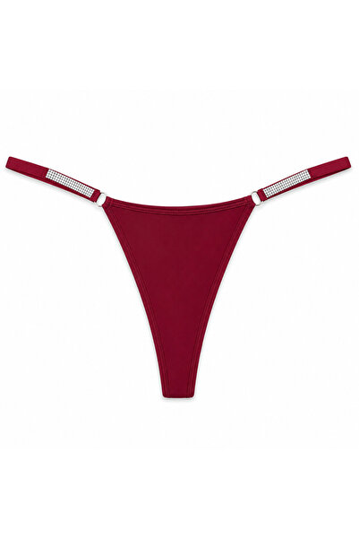 Generic Brand Women’s Satin Thong Panty with Rhinestone Double Straps – Soft,...