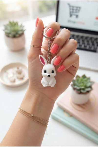 PANİVUE Keychains in Various Shapes – Flamingo, Rabbit, Cactus, Fox, Cup, Snowman, Black Cat, Purple Octopus, and Squirrel Patterns