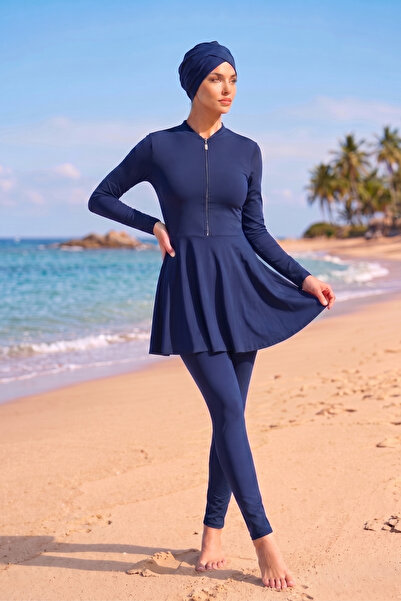 Ceylen Boneli Tesettür Swimsuit Fully Covered with Zippered Tights