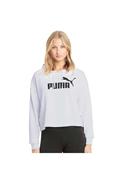 Puma هودي قصير بشعار Ess للنساء 586870-02 أبيض