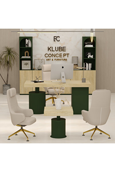 klubeconcept Klube Concept Titano Yeşil Travertan Premium Yönetici Ofis Takım...