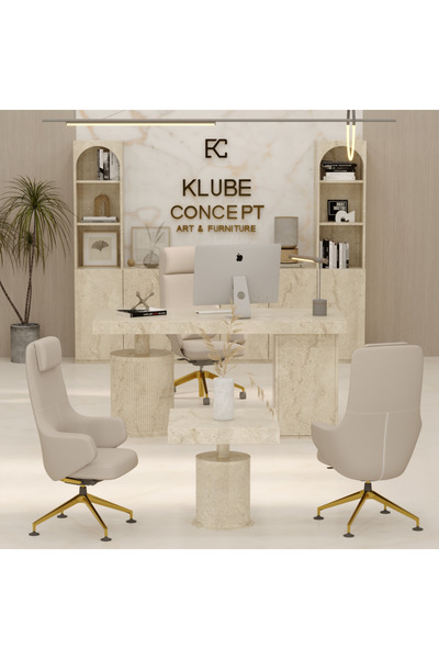 klubeconcept Klube Concept Titano Travertan Mermer Desen Premium Yönetici Ofi...