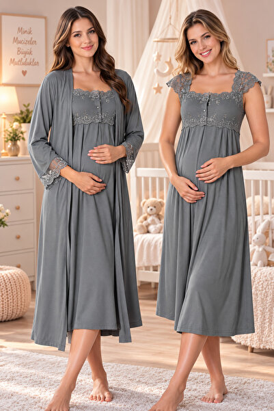 by İGP Pajama-Style Maternity Nightgown Set Effortt