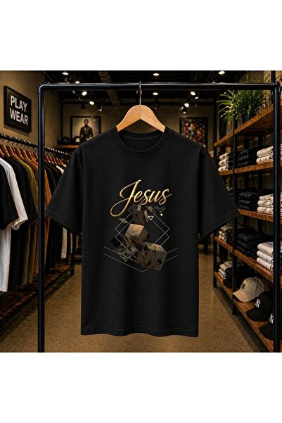 playwear Μπλουζάκι με στάμπα Desen Jesus, 100% βαμβακερό, oversized, με κανον...