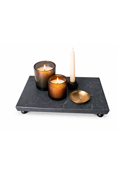 Nexa Doğaltaş Footed Marble Presentation Tray and Oil Dish Base – 25X15 cm Re...