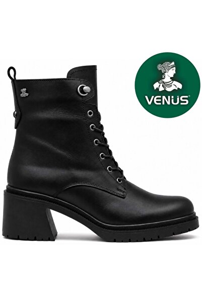 Venüs Sarissa Genuine Leather Non-Slip Sole Orthopedic Boots Women's Boots Black