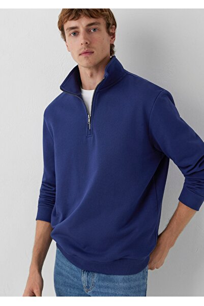 Mavi Zippered Stand Collar Regular Fit Men's Sweatshirt.