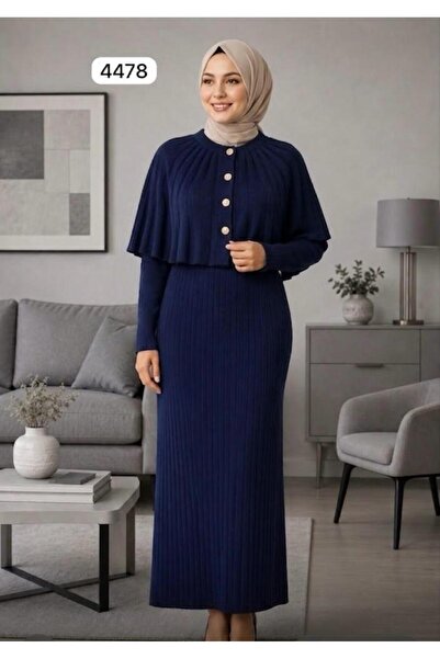 AXXAN Women's Knitwear Dress Set with a Shawl and Buttoned Dress Set