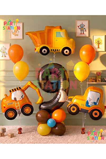 Parti Station Construction Machinery Construction Balloon Set 9 Years Old - 1...
