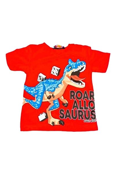 OEM Tricou roșu cu imprimeu cu dinozauri 1 an